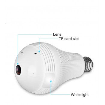 360 Degree Video Camera Panorama 1.3 - 2  -  5 Million Pixel Bulb  With Hotspot Wireless WiFi Mobile Phone Remote Dual Light IP