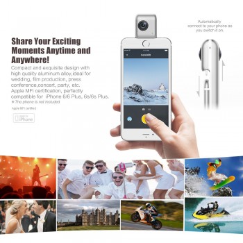 Insta360 Nano/Air Mini 3K HD VR 360 Camera Panoramic Panorama Video Camera Dual 210D Wide Angle Fisheye Lens for Smartphone