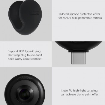 Original Xiaomi MADV Mini Pano-ramic Camera Double 13 Millions Lens APP Live Broadcast 5.5K HD Photos Video with Silicone Case