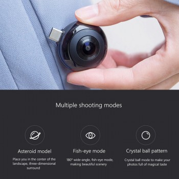 Original Xiaomi MADV Mini Pano-ramic Camera Double 13 Millions Lens APP Live Broadcast 5.5K HD Photos Video with Silicone Case