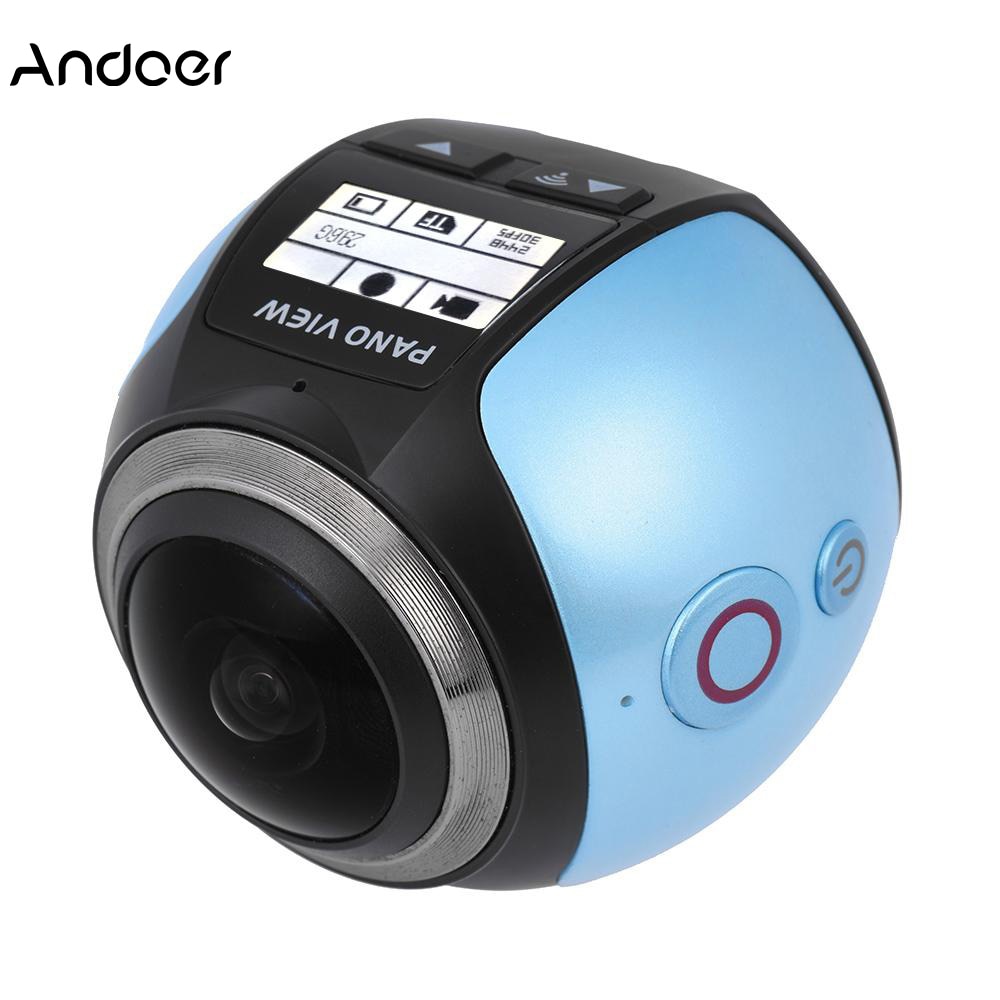 Andoer V1 360 Panorama Camera Wifi 2448P 16M Mini Sports Action Camera Fisheye Film Source Mini Action Camera Camcorder