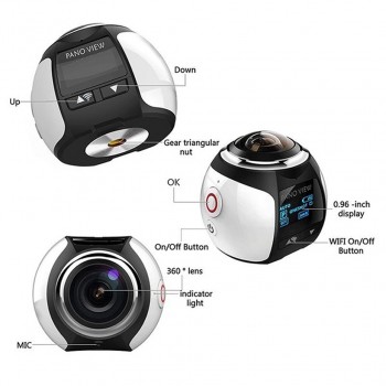 360 Action Camera Wifi Mini 2448*2448 Ultra HD Mini Panorama Camera 360 Degree Sport Driving VR Camera for oppo xiaomi