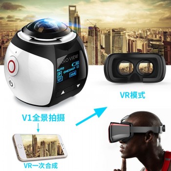 2017 new 360VR panoramic motion camera outdoor camera support30 meters waterproof  2.7K HD Mini WIFI wireless DV recorder