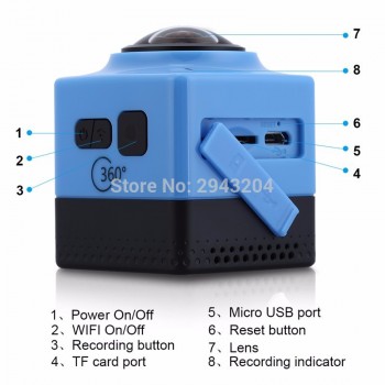 New Portable WIFI HD 1080p Sport Action Camera 360 Degree Panorama Camera Mini HD Panoramic Video 3D VR Camera