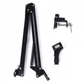 TOP Extendable Recording Microphone Holder Suspension Boom Scissor Arm Stand Holder with Microphone Clip Table Mounting Clamp