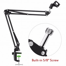 Microphone Suspension Mic Stand Boom Scissor Arm Stand Microphone Clip with 5/8 Screw for Blue Yeti, Snowball and All Other Mic