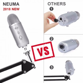 Microphone Suspension Mic Stand Boom Scissor Arm Stand Microphone Clip with 5/8 Screw for Blue Yeti, Snowball and All Other Mic