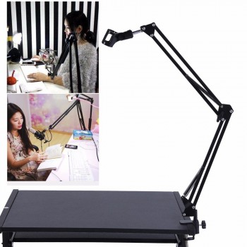 Metal Adjustable Mic Desk Stand Live Radio Recording Microphone Phone Foldable Stand Holder Metal Material Loading 2KG