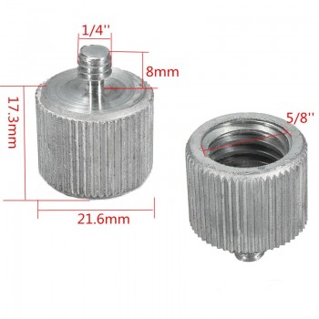 Thread Adaptor Microphone Screw Stand HDVATE 5/8-27 Female to 1/4-20 Male For Microphones Stand Converter Silver