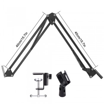NB 35 Stand For Microphone Suspension Arm Adjustable Metal Boom Scissor Arm Holder With Mic Clip Table Mounting Clamp For BM 800