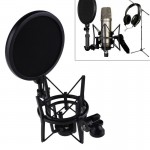 Professional Microphone Mic Shock Mount with Shield Articulating Head Telescoping Height Microphone Holder Stand Bracket