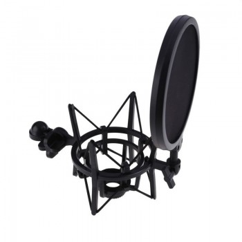 Professional Microphone Mic Shock Mount with Shield Articulating Head Telescoping Height Microphone Holder Stand Bracket