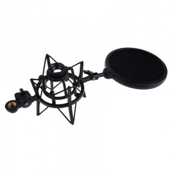 Professional Microphone Mic Shock Mount with Shield Articulating Head Telescoping Height Microphone Holder Stand Bracket