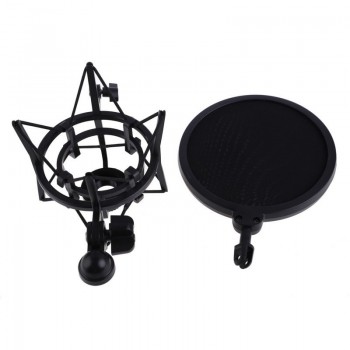 Professional Microphone Mic Shock Mount with Shield Articulating Head Telescoping Height Microphone Holder Stand Bracket