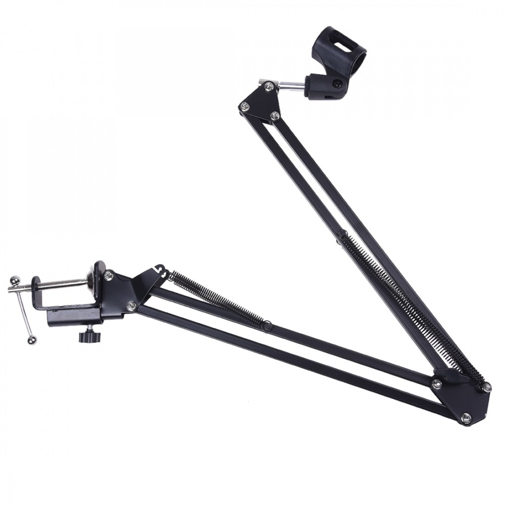 Microphone Stand Holder Auction Support Port Microphone Black Steel + Aluminum Alloy Adjustable Base