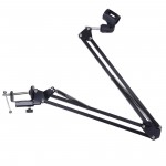 Microphone Stand Holder Auction Support Port Microphone Black Steel + Aluminum Alloy Adjustable Base