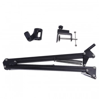 Microphone Stand Holder Auction Support Port Microphone Black Steel + Aluminum Alloy Adjustable Base