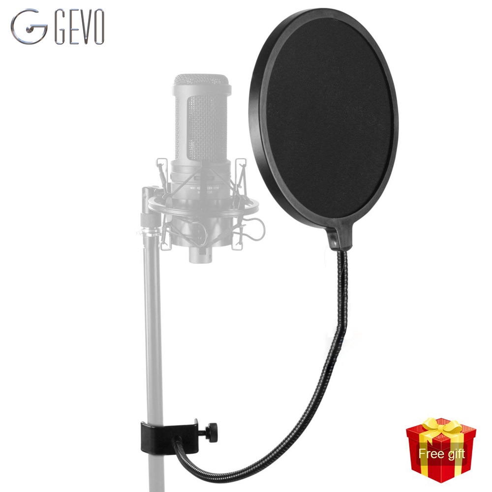 MPF-6 Pop Filter Professional Pop Shield Bilayer Recording Spray Guard Windproof net Cantilever Bracket For Studio Microphone