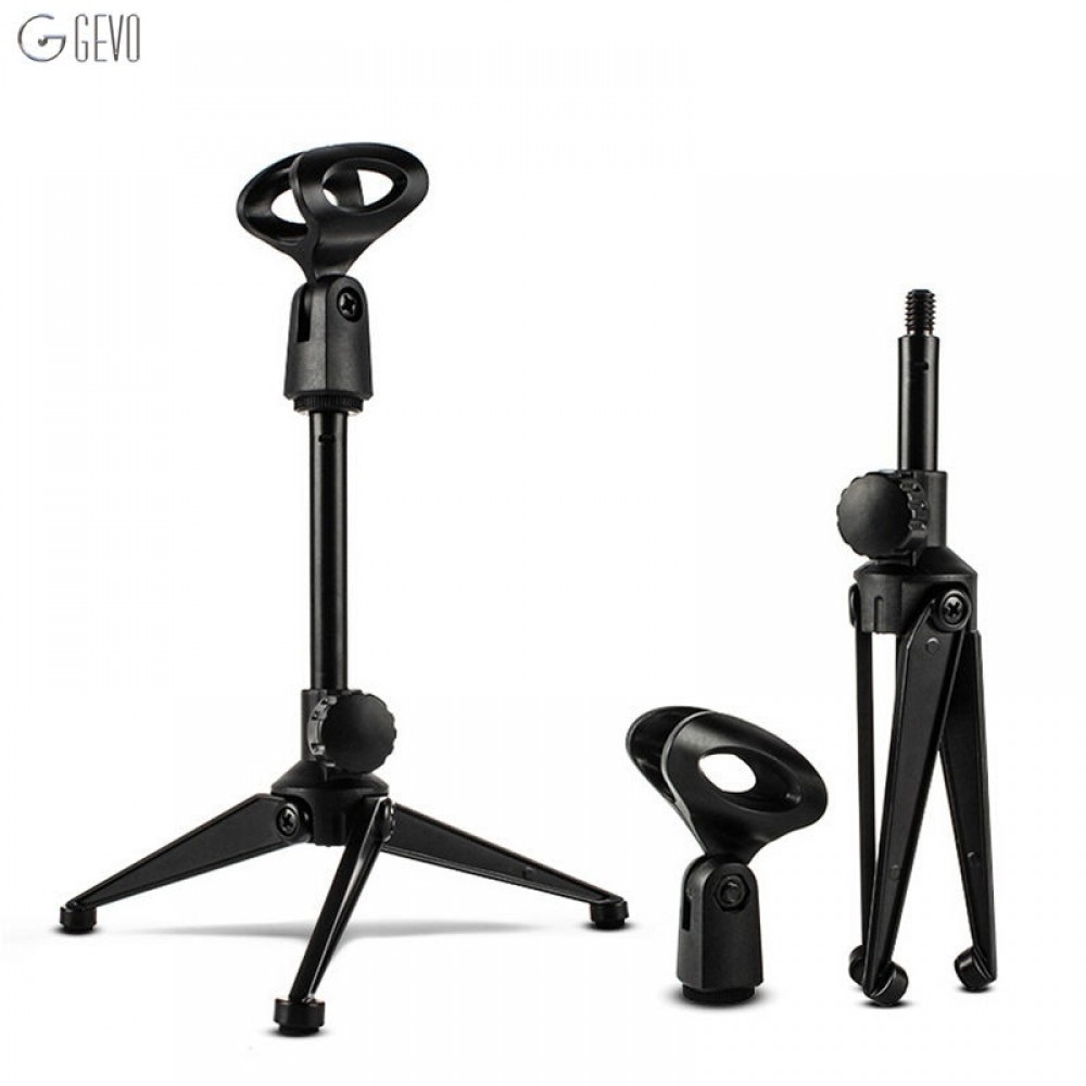 GEVO Professional Adjustable Desktop Handheld Table Tripod Microphone MIC Stand Holder with Clip Mount Shock for KTV Karaoke