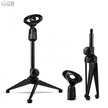 GEVO Professional Adjustable Desktop Handheld Table Tripod Microphone MIC Stand Holder with Clip Mount Shock for KTV Karaoke