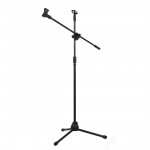 SCLS Universal Professional Swing Boom Floor Stand Microphone Holder Adjustable Detachable Double-headed Stage Clip Tripod