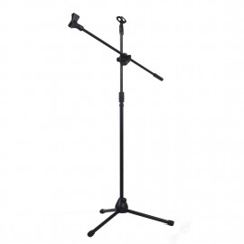 SCLS Universal Professional Swing Boom Floor Stand Microphone Holder Adjustable Detachable Double-headed Stage Clip Tripod