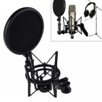 Professional Microphone Mic Shock Mount with Pop Shield Articulating Head Telescoping Height Microphone Holder Stand Bracket
