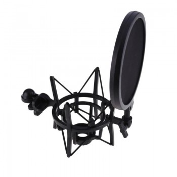 Professional Microphone Mic Shock Mount with Pop Shield Articulating Head Telescoping Height Microphone Holder Stand Bracket