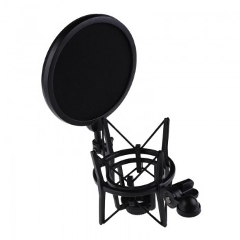 Professional Microphone Mic Shock Mount with Pop Shield Articulating Head Telescoping Height Microphone Holder Stand Bracket