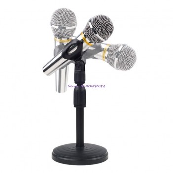 Foldable Desktop Tripod Mic Stand Adjustable Angle Foldable Table Tops Microphone Mount Holder Stand Bracket Plastic Black