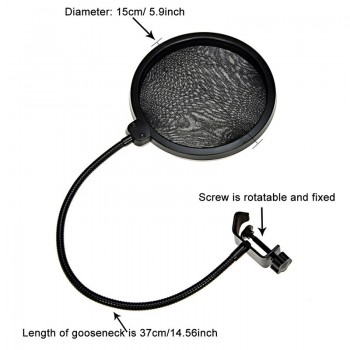 GEVO NB-35 Microphone Suspension Boom Scissor Arm Stand And Mic Pop Filter Windscreen Mask Shield Clip Kit With 3 Pin XLR Cable