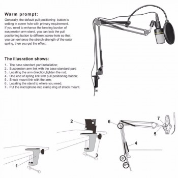 TOP NB-35 Microphone Suspension Arm Stand Clip Holder and Table Mounting Clamp Pop Filter Windscreen Mask Shield Clip Kits