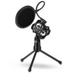 TOP Mini Microphone POP Filter Shockproof DeskTripod Stand Microphone Mount Holder Filter Cover for Broadcasting Kar