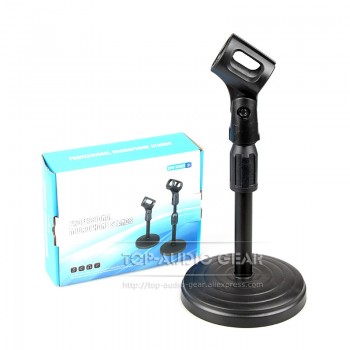 Free Shipping Round Base Desktop Mic Stand Table Desk Top Microphone Stand Boom Clip Holder Mount Clamp Clasp Adjustable Height