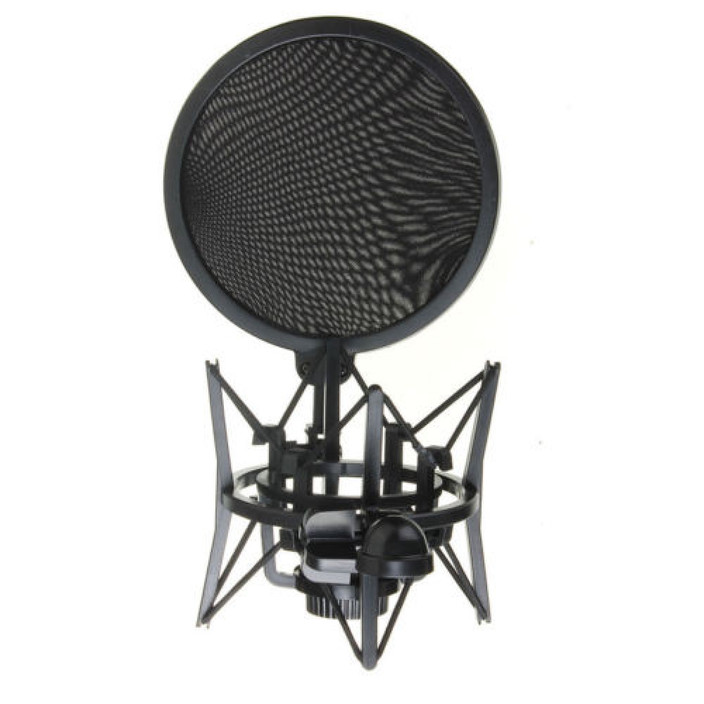 Audio Mic Microphone Shock Mount Stand Holder with Integrated Pop Filter Screen  Microphone Mic Professional Shock Mount