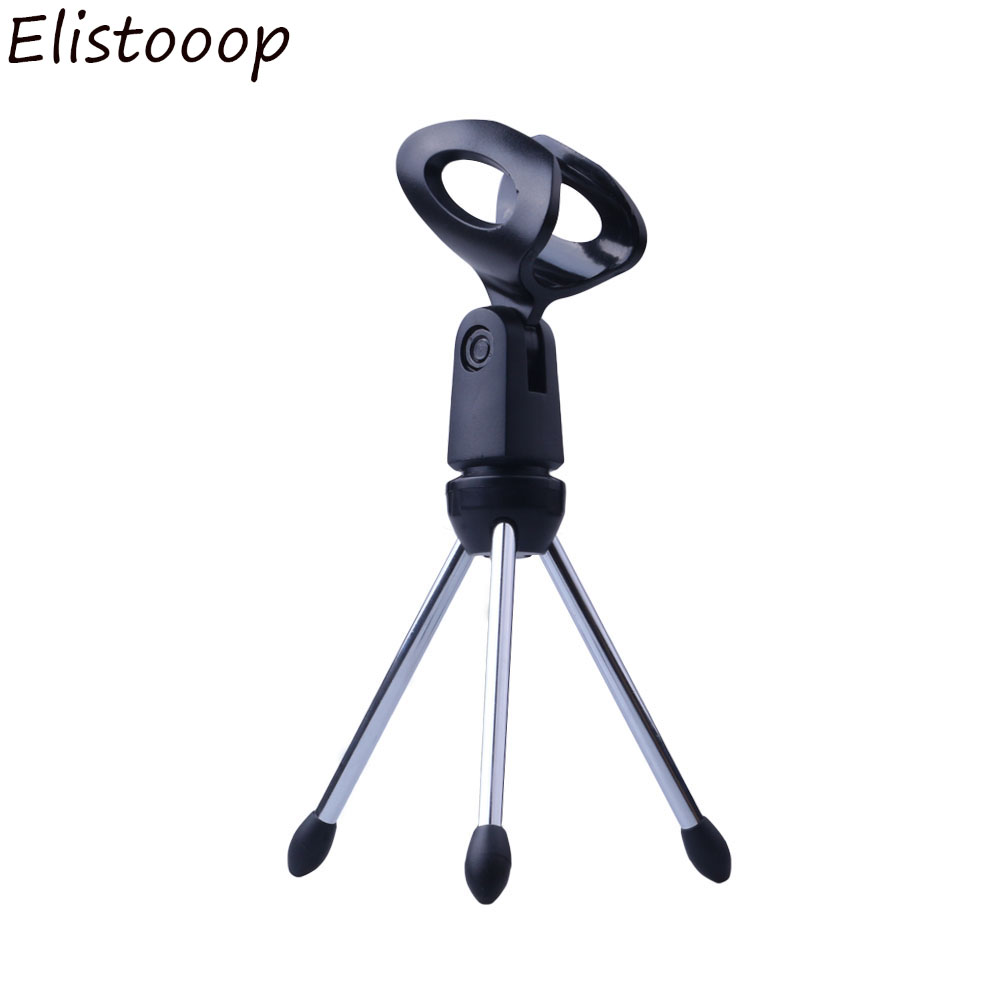 Elistooop Mini Portable Table Tops Microphone Tripod Zinc Alloy Mic Stand Bracket Desktop Adjustable Microphones Tripods Holder