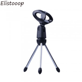 Elistooop Mini Portable Table Tops Microphone Tripod Zinc Alloy Mic Stand Bracket Desktop Adjustable Microphones Tripods Holder