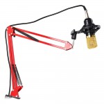 NB-35 Professional Adjustable Metal Suspension Scissor Arm Microphone Stand Holder for Mounting on PC Laptop Notebook-Red color