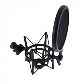 Microphone Mic Professional Shock Mount with Pop Shield Filter Screen adjustment and precise positioning mic stand holder
