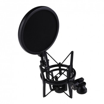 Microphone Mic Professional Shock Mount with Pop Shield Filter Screen adjustment and precise positioning mic stand holder