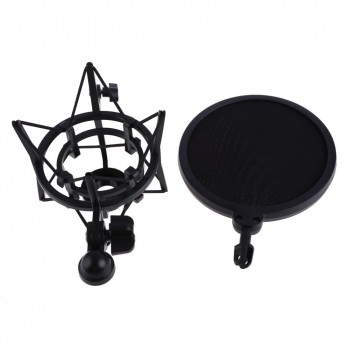Microphone Mic Professional Shock Mount with Pop Shield Filter Screen adjustment and precise positioning mic stand holder