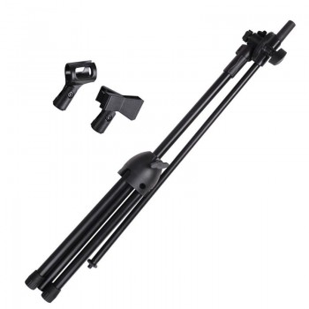 NB-107 Professional Microphone Stand Metal Dual Microphone Holder Tripod Adjustable Double-headed Clip Telescopic Boom Support