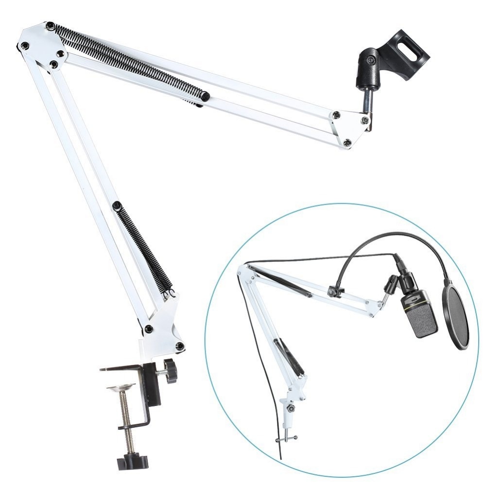 NEEWER White Broadcasting Studio Microphone Suspension Boom Scissor Arm stand, Extended up to 80cm (31.5)