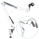 NEEWER White Broadcasting Studio Microphone Suspension Boom Scissor Arm stand, Extended up to 80cm (31.5)