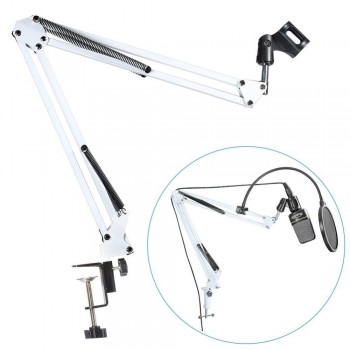 NEEWER White Broadcasting Studio Microphone Suspension Boom Scissor Arm stand, Extended up to 80cm (31.5)