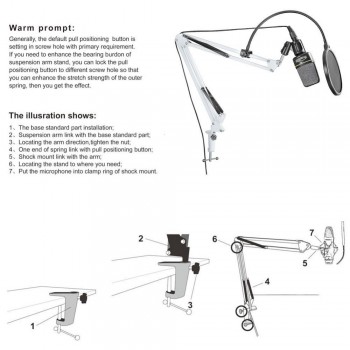 NEEWER White Broadcasting Studio Microphone Suspension Boom Scissor Arm stand, Extended up to 80cm (31.5)