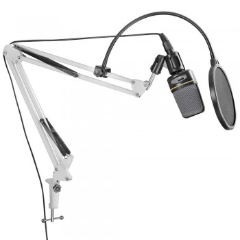 NEEWER White Broadcasting Studio Microphone Suspension Boom Scissor Arm stand, Extended up to 80cm (31.5)