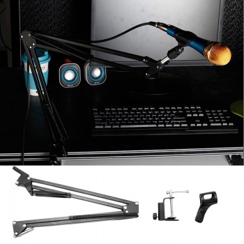 OOTDTY NB35 Microphone Foldable Tripod Table Capacitance Arm Moving Mic Stand Holder