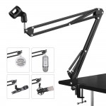 Adjustable Microphone Suspension Boom Scissor Arm Stand Made of Durable Steel with Table Mounting Clamp Suitable for Blue Yeti