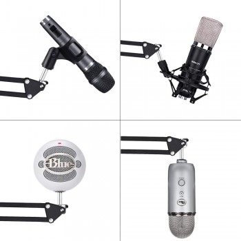 Adjustable Microphone Suspension Boom Scissor Arm Stand Made of Durable Steel with Table Mounting Clamp Suitable for Blue Yeti